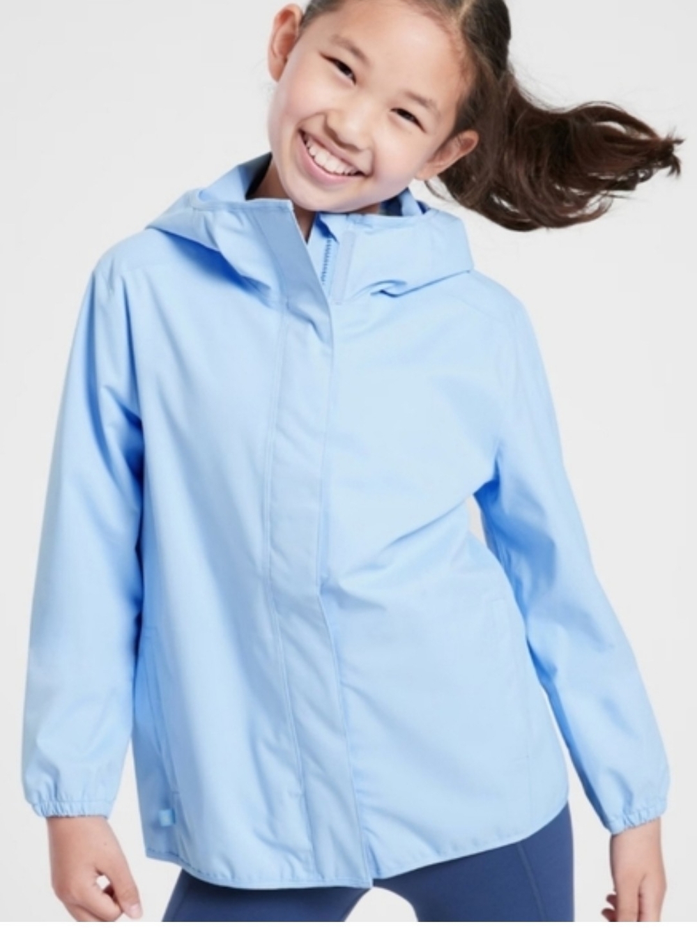 Athleta Girls Light Blue Ready To Rain Jacket Size M 8-10